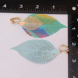 GRACE JUN Double Leaf Clip Earrings for Women Xmas Earrings