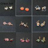 Animal Fruit Enamel CZ Clip-on Earrings for Women Party Prom