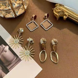 Geometric Square Shape Clip on Earrings No Pierced for Women Party Wedding