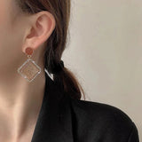 Geometric Square Shape Clip on Earrings No Pierced for Women Party Wedding
