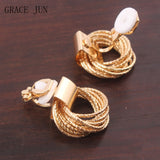 Metal Clip on Earrings No Pierced for Women Geometric Cuff Earrings