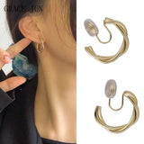 GRACE JUN C Shape Clip on Earrings for Women Party No Pierced Earrings