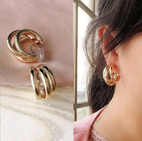 Korea Style Copper Geometric Circle Clip Earrings Cuff Ear Clip