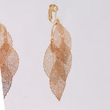Copper Leaf Shape Clip on Earrings Without Piercing