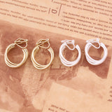 Korea Style Geometric Clip on Hoop Earrings Copper Material