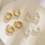 Korea Style Geometric Clip on Hoop Earrings Copper Material