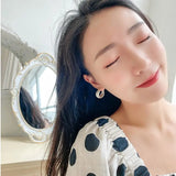 Korea Style Geometric Clip on Hoop Earrings Copper Material