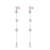 Korea Style Tassel Cubic Zircon Clip Earrings for Women Bridal Wedding