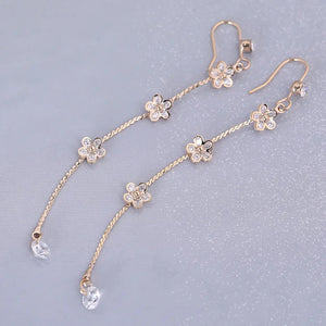 Korea Style Tassel Cubic Zircon Clip Earrings for Women Bridal Wedding