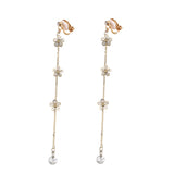 Korea Style Tassel Cubic Zircon Clip Earrings for Women Bridal Wedding