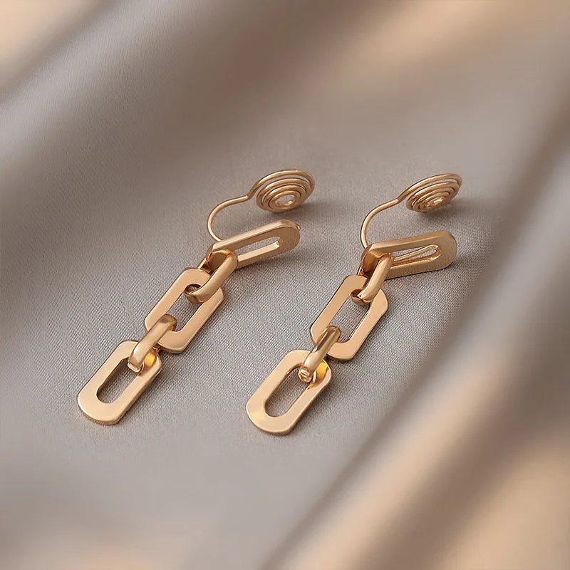 GRACE JUN Hoop Clip Earrings Party Hypoallergenic Ear Clip Gift
