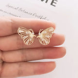 GRACE JUN Butterfly Stud Clip Earrings for Women Girl
