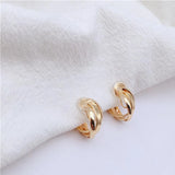 Golden C Shape Hoop Clip Earrings for Women