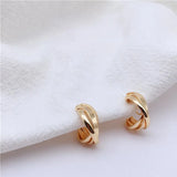 Golden C Shape Hoop Clip Earrings for Women