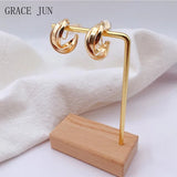 Golden C Shape Hoop Clip Earrings for Women