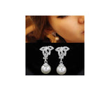 Simulated Pearl Star Crown Clip Earrings for Girls