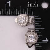 Square Geometric Clip Earrings for Women Wedding Bridesmaid Cubic Zircon