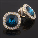 Red Rhinestone Crystal Clip-on Earrings for Women Party Wedding