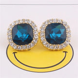 Red Rhinestone Crystal Clip-on Earrings for Women Party Wedding