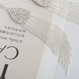 GRACE JUN Rhinestone Crystal Tassel Clip-on Earrings Vintage No Pierced