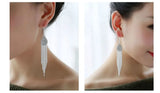 GRACE JUN Rhinestone Crystal Tassel Clip-on Earrings Vintage No Pierced