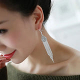 GRACE JUN Rhinestone Crystal Tassel Clip-on Earrings Vintage No Pierced