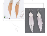 GRACE JUN Rhinestone Crystal Tassel Clip-on Earrings Vintage No Pierced