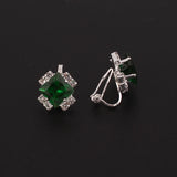 GRACE JUN Clip on Earrings Silver Plated Rhinestone Crystal Charm No Pierced