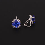 GRACE JUN Clip on Earrings Silver Plated Rhinestone Crystal Charm No Pierced