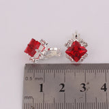 GRACE JUN Clip on Earrings Silver Plated Rhinestone Crystal Charm No Pierced