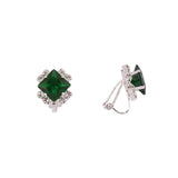 GRACE JUN Clip on Earrings Silver Plated Rhinestone Crystal Charm No Pierced