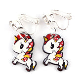 Unicorn Clip on Earrings for Women Girl Party Birthday Without Pierced Earrings