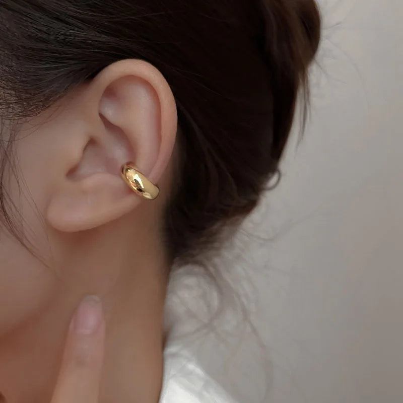 GRACE JUN Vintage C Shape Clip-on Hoop Earrings for Women