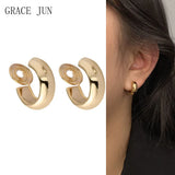 GRACE JUN Vintage C Shape Clip-on Hoop Earrings for Women