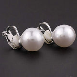 GRACE JUN Red Faux Pearl Clip on Earrings for Women