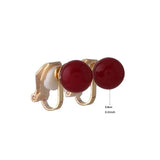 GRACE JUN Red Faux Pearl Clip on Earrings for Women