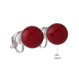 GRACE JUN Red Faux Pearl Clip on Earrings for Women