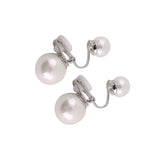 GRACE JUN Red Faux Pearl Clip on Earrings for Women