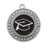 Graduation Circle Charm Antique Silver Plated Jewelry