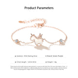 925 Silver Unicorn Bracelet with Zirconia Shell for Women