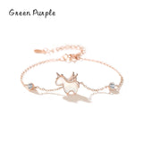925 Silver Unicorn Bracelet with Zirconia Shell for Women