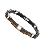 Brown Stainless Steel Men's Bracelet, Father's Day Gift