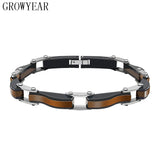 Brown Stainless Steel Men's Bracelet, Father's Day Gift