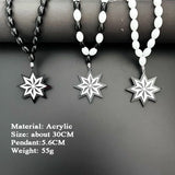 Rosary Ornaments Star Necklace Laser Cut Pendant Vehicle Mirror Decoration