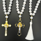 Rosary Car Rearview Mirror Pendant Cross Jesus Christ Turquoise Alloy Ornaments