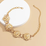 Hip-Hop Lion Heads Choker Necklace Metal Charm Women Jewelry