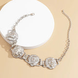 Hip-Hop Lion Heads Choker Necklace Metal Charm Women Jewelry