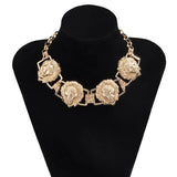 Hip-Hop Lion Heads Choker Necklace Metal Charm Women Jewelry