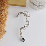 Geometric Rhinestone Silver Left Ear Hook 1PCS