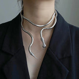 Hip Hop Punk Snake Neck Collar Irregular Silver Metal Necklace